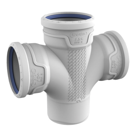 Low-noise internal sewage four-way WAVIN AS+ 110 x 90°, radial