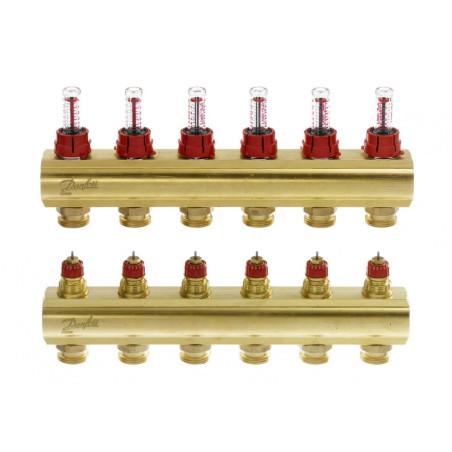 DANFOSS 6-loop underfloor heating manifold with flow meters