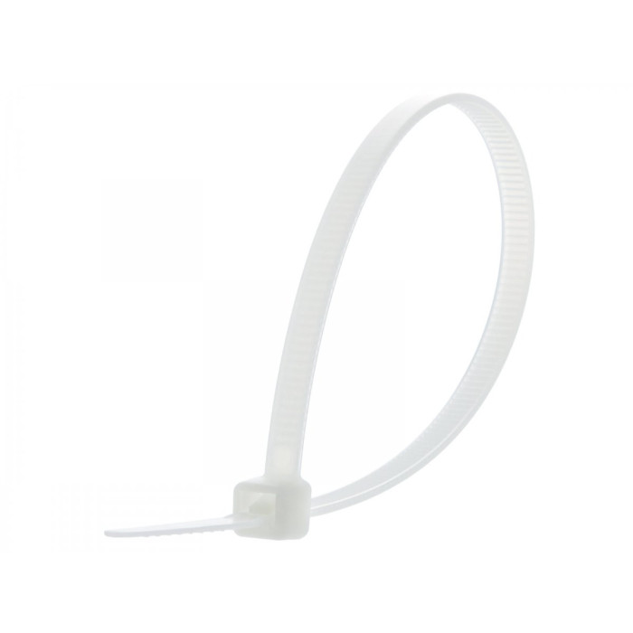 Plastmasas aizsietie siksniņas 3.6 x 180 mm balta, (100 gab)
