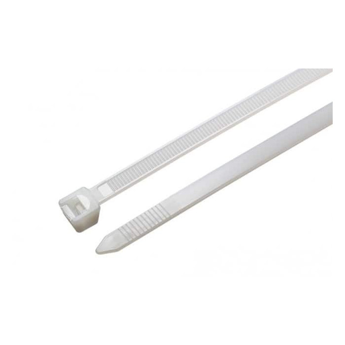 Plastmasas aizsietie siksniņas 3.6 x 280 mm balta, (100 gab)