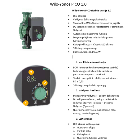 Cirkulācijas sūknis WILO Yonos Pico 1.0 25/1-6 130 mm