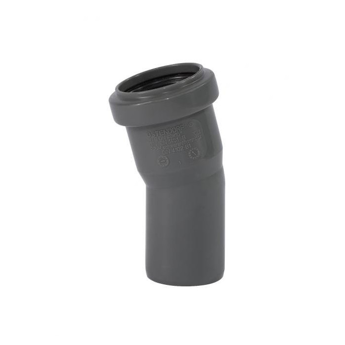 Iekšējās notekūdeņu elkoņa OSTENDORF HT-sistēma DN 40 x 15°, pelēka