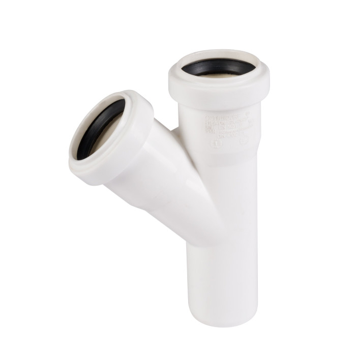 Iekšējās notekūdeņu trīszaru OSTENDORF HT-sistēma DN 40 x 45°, balta