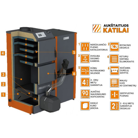 Granulētais katls AUKŠTAITIJAS KATILAI Pellet Uni 26 kW