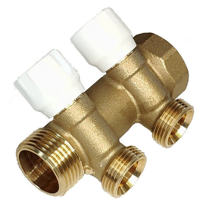 Water collector TECE Logo 1"" thread 2 rings with shut-off valves