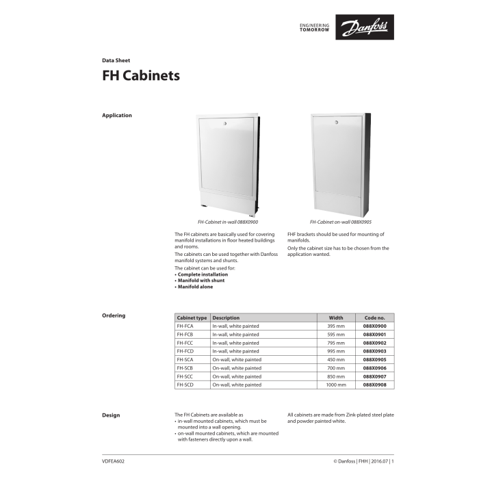 DANFOSS collector cabinet for up to 14 circuits, elevated
