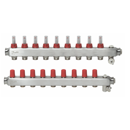DANFOSS adjustable underfloor heating manifold 9 circuits with flow meters