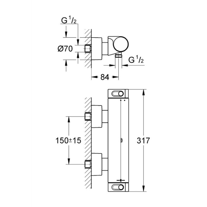 Thermostatic shower mixer GROHE Grohtherm 2000, 34469001