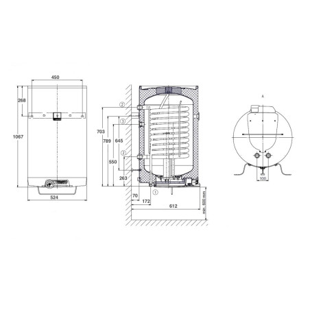 Combined fast vertical water heater DRAŽICE OKC 125 l 1 m2