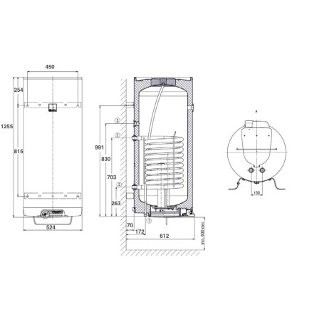 Kombinēts ātrgaitas vertikālais ūdens sildītājs DRAŽICE OKC 160 l 1 m2