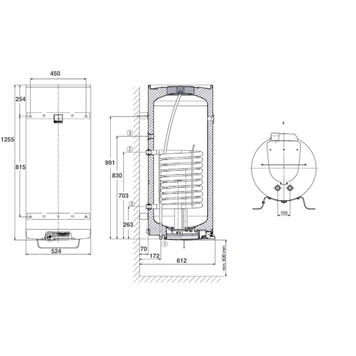 Kombinēts ātrgaitas vertikālais ūdens sildītājs DRAŽICE OKC 160 l 1 m2