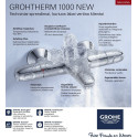Termostatiskais maisītājs vannai - dušām GROHE Grohtherm 1000 Jauns, 34155003