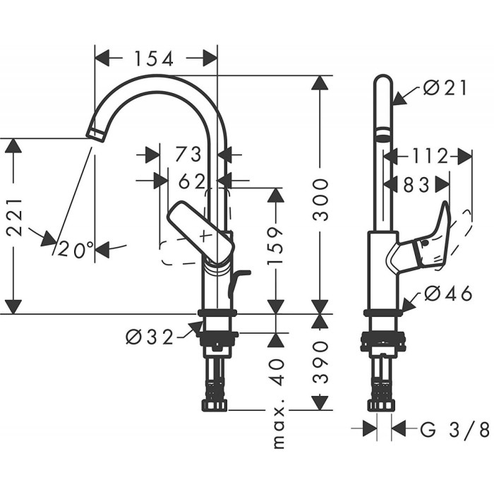 Virtuve (izlietnes) maisītājs HANSGROHE Logis 71130000