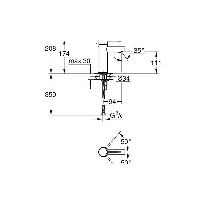 Смеситель для раковины без донного клапана GROHE Essence, 34294001