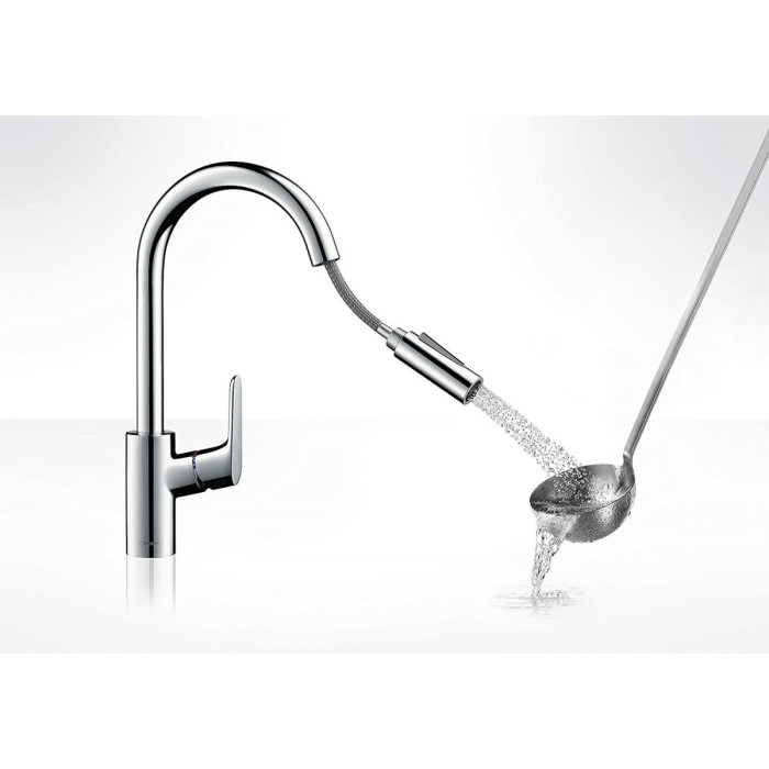 Virtuves (izlietnes) maisītājs ar izvelkamu snapu HANSGROHE Focus, 31815000