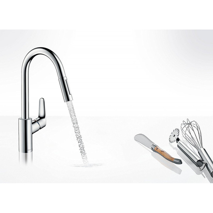 Кухонный смеситель с выдвижным изливом HANSGROHE Focus, 31815000