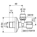 Ventilis stūra SCHELL Comfort 1/2" x 3/8"