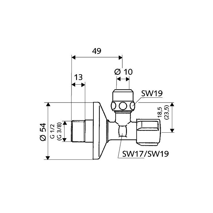 Ventilis stūra SCHELL Comfort 1/2" x 3/8"