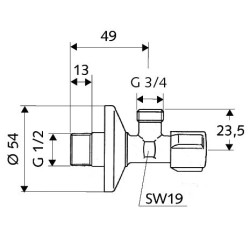 Angle valve SCHELL Comfort 1/2" x 3/4"