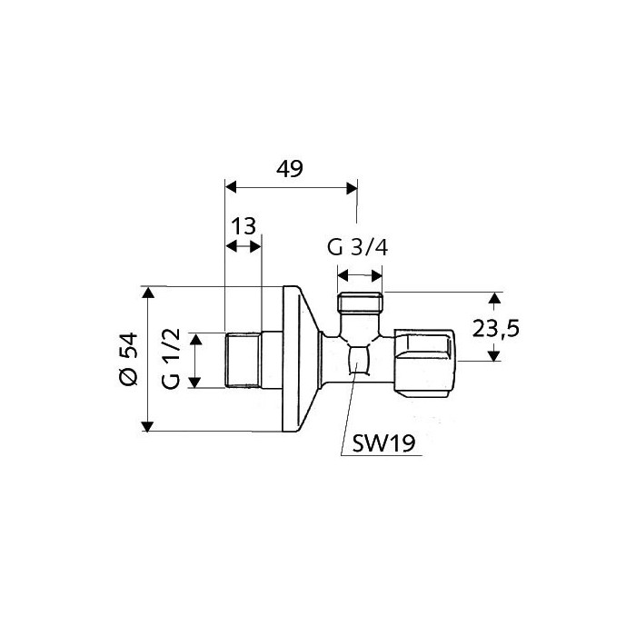 Вентиль угловой SCHELL Comfort 1/2" x 3/4"