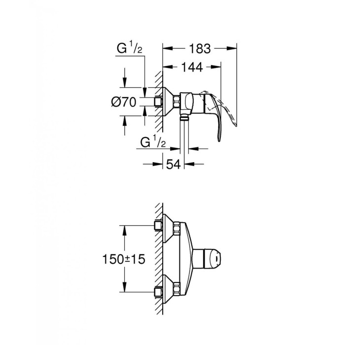 GROHE Eurosmart shower mixer, 33555002