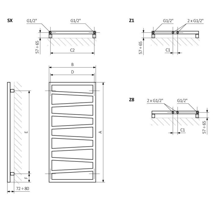 Towel dryer TERMA ZigZag (Various color options)