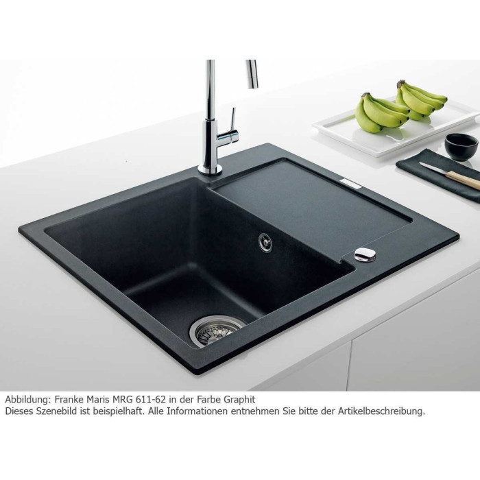 Кухонная мойка из каменной массы (гранитная) FRANKE Maris MRG 611-62, 62x50 см, оникс (черная)
