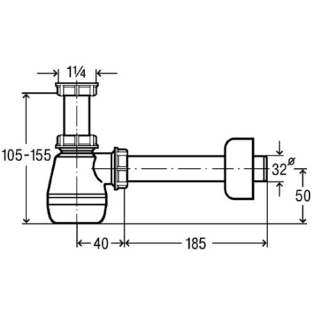 Bidet siphon with sediment trap, without vent VIEGA 1 1/4"" x 32 mm, 120337