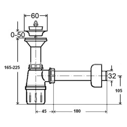 Sifons izlietnei ar nosēdēju, ar ventilāciju VIEGA 1 1/4"" x 40 mm, 309312
