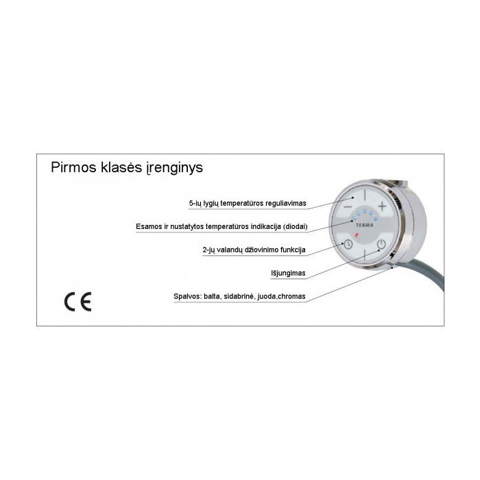 Sildīšanas elements TERMA MOA ar slēptu vadu bez kontakta (Dažādu krāsu izvēle)