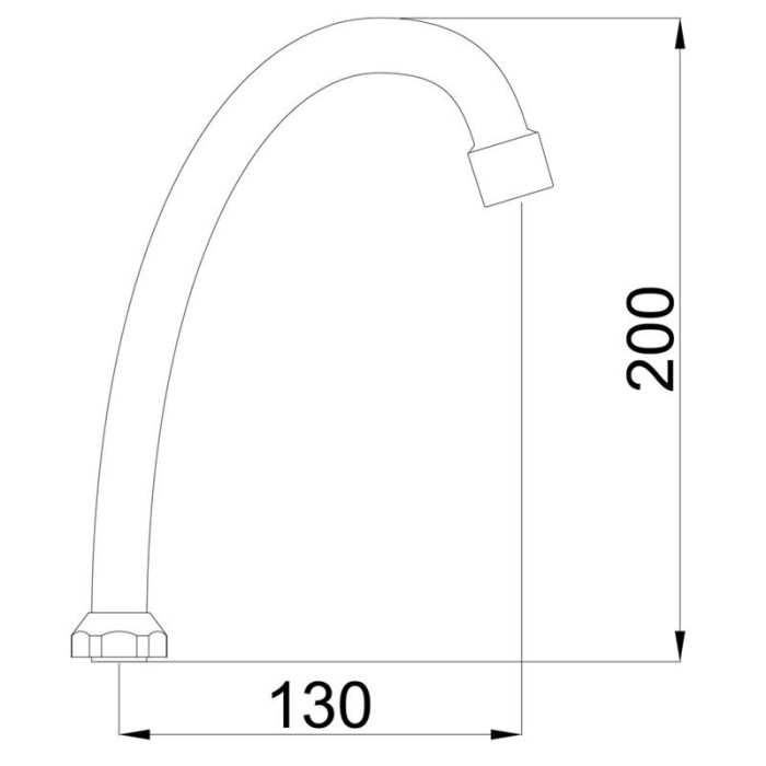 RUBINETA faucet spout, curved J 18 x 200 mm