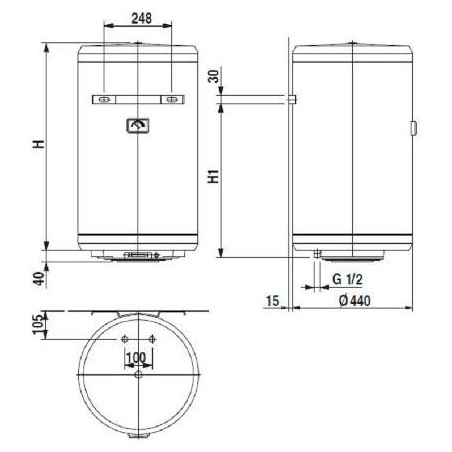 Elektriskais ūdens sildītājs BAXI Extra SV 580, 80 l