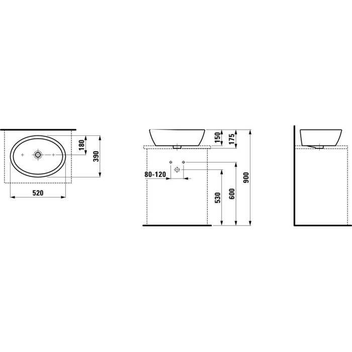 Izlietne-dubultā LAUFEN Pro S, 520 x 390 mm