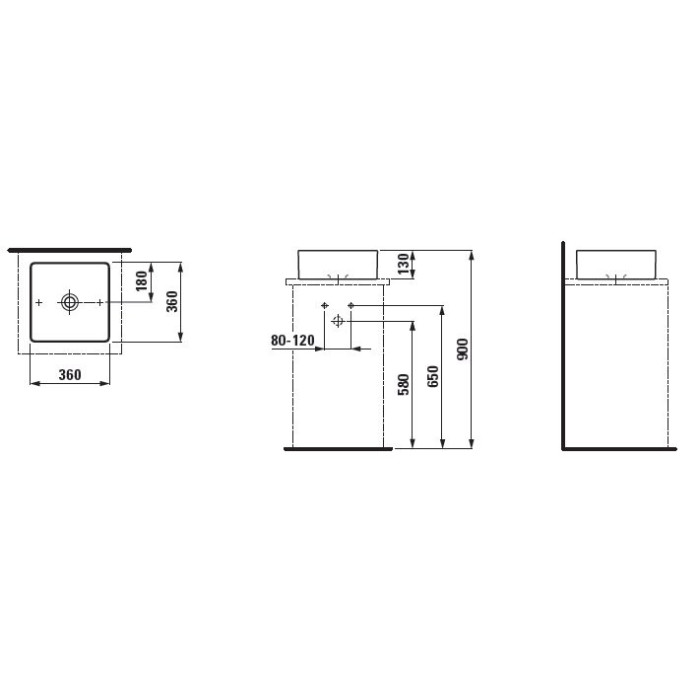 Mazgājamais trauks LAUFEN Living SaphirKeramik, 360 x 360 mm