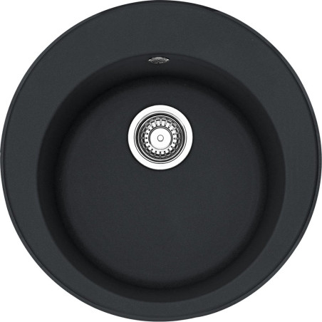Akmens masas (granīta) izlietne FRANKE Ronda ROG 610-41, 51 cm, oniksa (melna), ar ekscentrisko ventilāciju