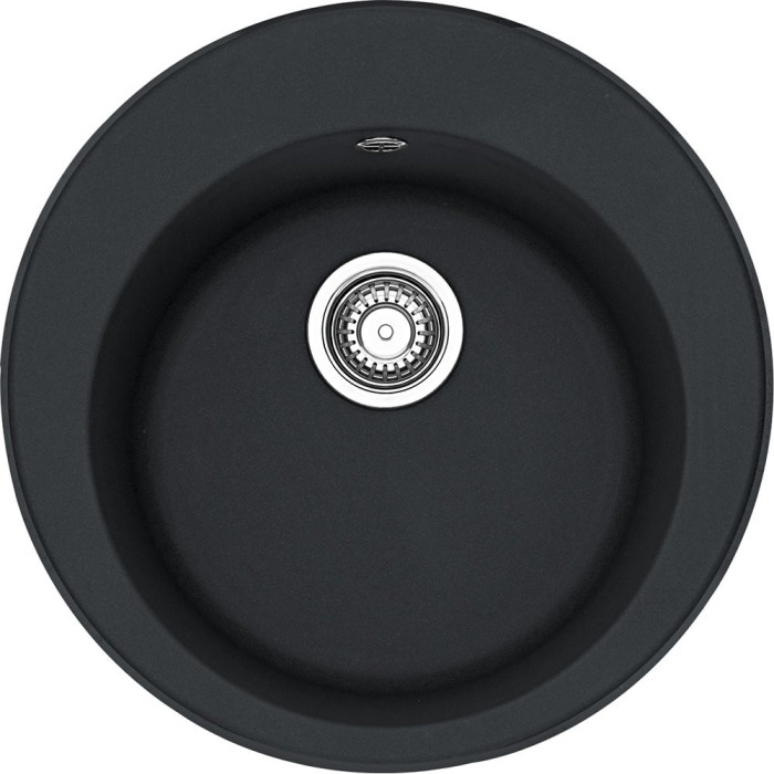 Akmens masas (granīta) izlietne FRANKE Ronda ROG 610-41, 51 cm, oniksa (melna), ar ekscentrisko ventilāciju