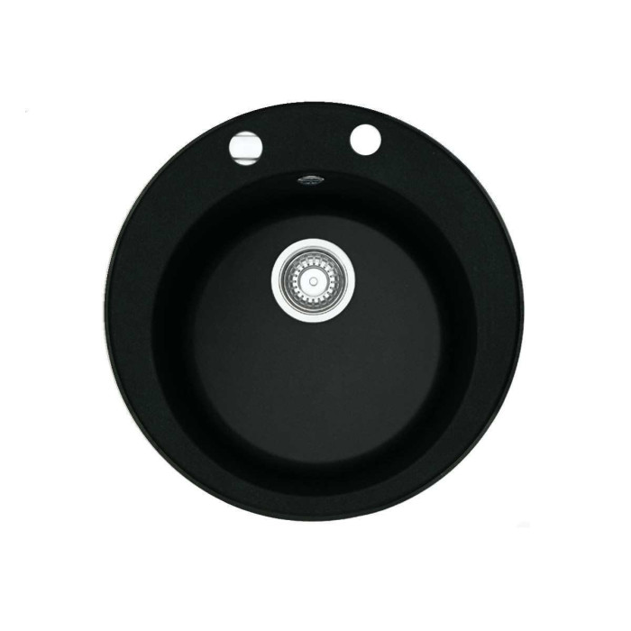 Akmens masas (granīta) izlietne FRANKE Ronda ROG 610-41, 51 cm, oniksa (melna), ar ekscentrisko ventilāciju