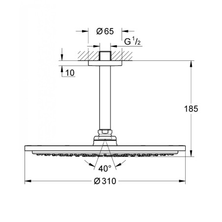 Fixed shower head with ceiling mount GROHE Cosmopolitan 310 mm