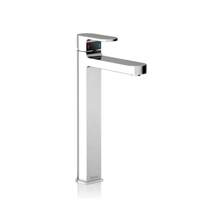 RAVAK Chrome sink mixer without pop-up waste, elevated