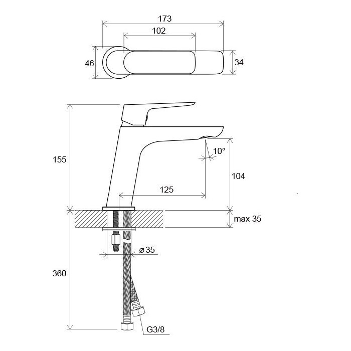 RAVAK Classic basin mixer without pop-up waste valve