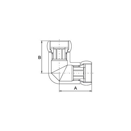 Corner connection fitting chrome-plated (shiny) PROFACTOR 3/4"" x 1/2"" with loose nuts