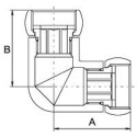 Corner connection fitting chrome-plated (shiny) PROFACTOR 1"" x 1/2"" with loose nuts