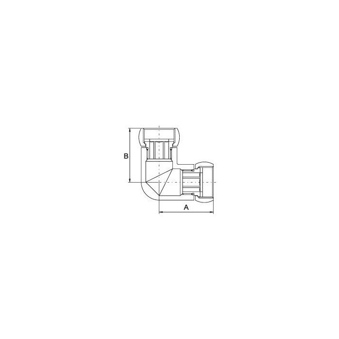 Угловое соединение хромированное (глянцевое) PROFACTOR 1"" x 1/2"" с свободными гайками