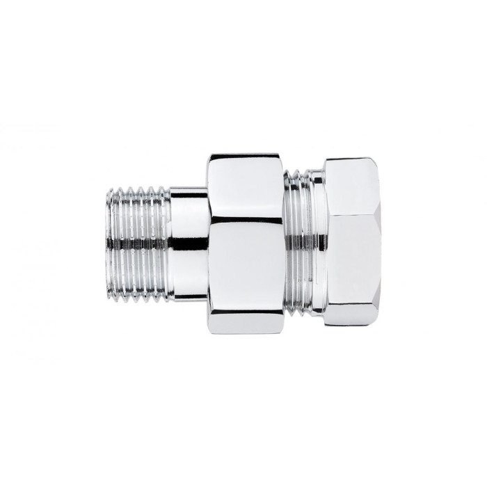 The chrome-plated (shiny) PROFACTOR 1"" x 1"" connection is disassembled.