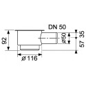 Standard siphon TECEdrainline 92 mm, horizontal