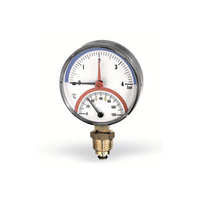 Термоманометр верхний WATTS 80 мм, 0-120° C, 0-4 бар