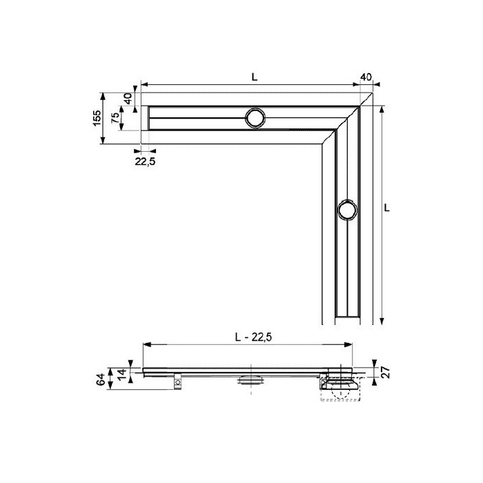 Shower channel end cap TECEdrainline