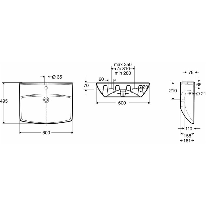IFO Inspira Art sink, 600 x 495 mm