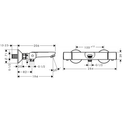 Termostatiskais vannas - dušas maisītājs HANSGROHE Ecostat Universal, 13123000