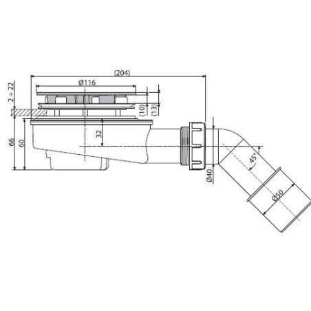 Low siphon for shower tray ALCAPLAST Ø90